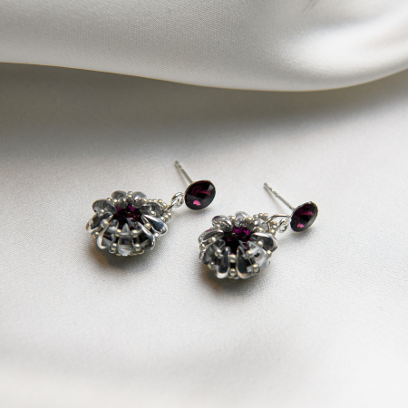 Earrings - Amethyst Silver crystal earrings