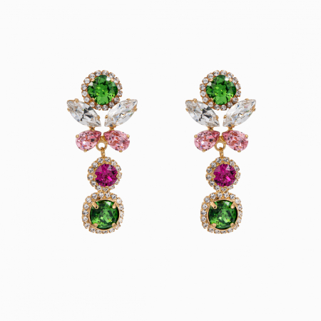 Cercei dama - Cercei cristale Austria fucsia, rosaline, majestic green, crystal