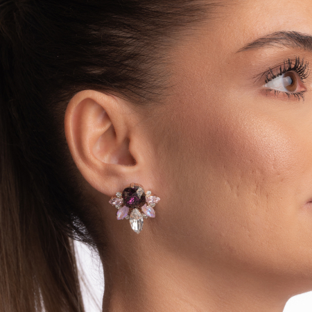 Austrian crystal earrings - rosaline, crystal, amethyst silver patina [2]