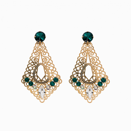 Cercei dama - Cercei cristale Austria verde smarald