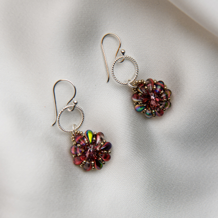 Earrings - Light Rose Silver crystal earrings