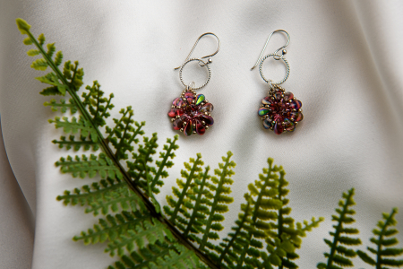 Light Rose Silver crystal earrings [2]