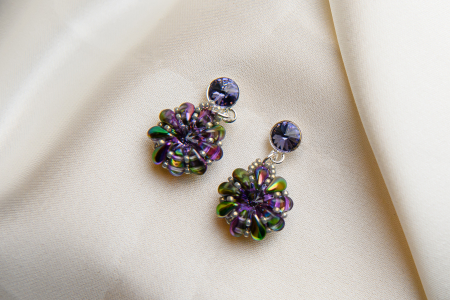 Silver Tanzanite crystal stud earrings [1]