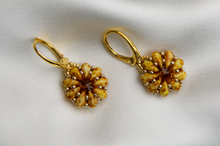 Topaz Gold crystal lever back earrings [1]