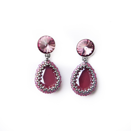 Earrings - Indian Ruby and Antique Pink crystal earrings