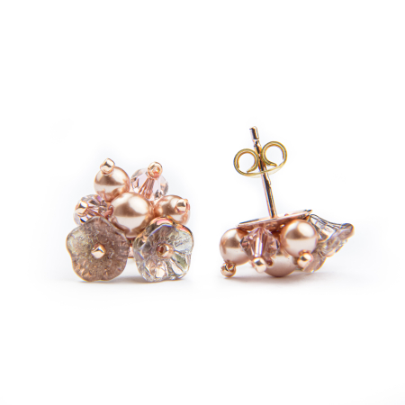Cercei cristale si perle Vintage Pink [1]