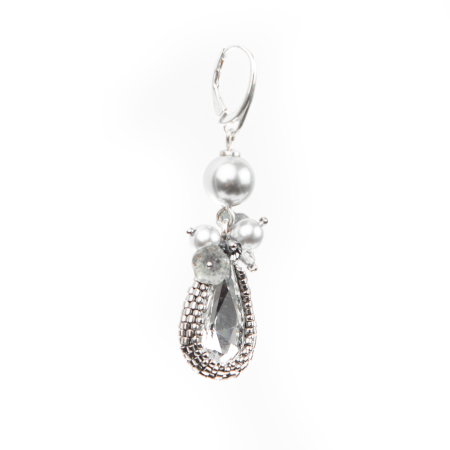 Silver Gray pearl and crystal earrings [1]