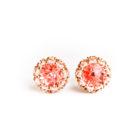 Earrings - Peach DeLite and patinated gold crystal earrings