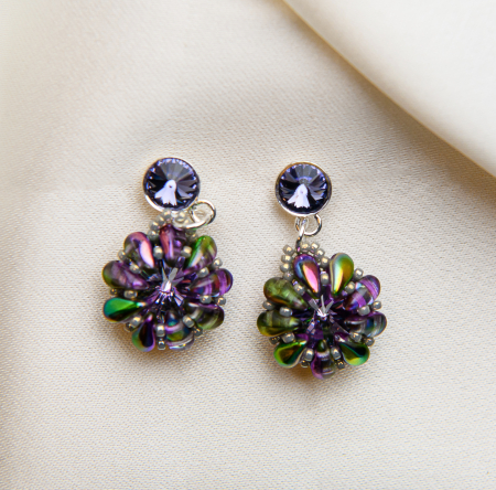 Earrings - Silver Tanzanite crystal stud earrings