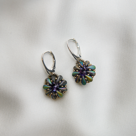 Earrings - Tanzanite crystal lever back earrings
