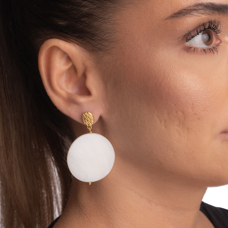 Cercei discuri sidef alb diametru 3.5 cm [2]