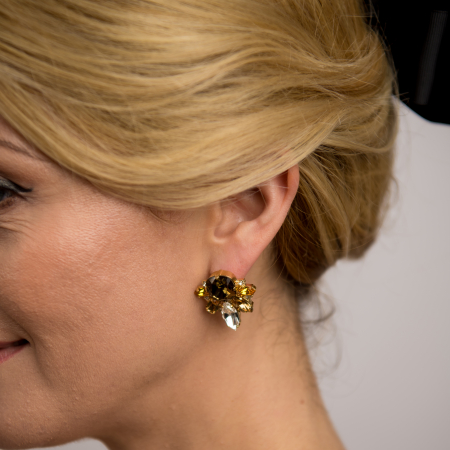 Flower Topaz Gold Plated crystal earrings [1]