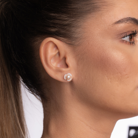 Cercei floare sidef  roz 10 mm perla cultura roz 6 mm [1]