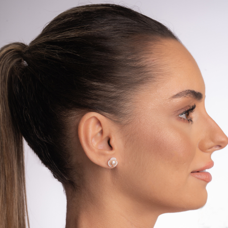 Cercei floare sidef  roz 10 mm perla cultura roz 6 mm [2]