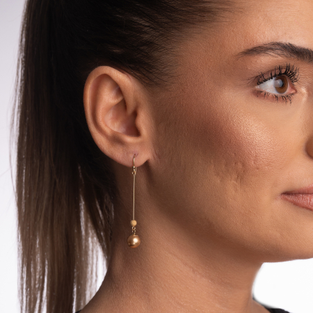 Cercei Gold filed 1/20 cristal tip perla gold Austria 8 mm lungime totala 5 cm [2]