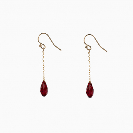 Cercei dama - Cercei Gold filed 1/20 cristale Austria forma brioleta 10 mm culoarea ruby