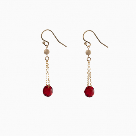 Cercei dama - Cercei Gold filed 1/20 cristale Austria forma rotunda 10 mm culoarea ruby