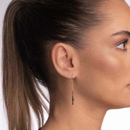 Cercei Gold filed 1/20 diamante negre si gri neprelucrate microfatetate 2 mm lungime 5 cm [3]