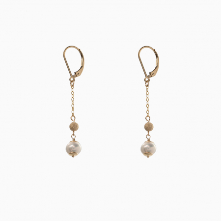 Cercei dama - Cercei Gold filed 1/20 perle de cultura de cultura 6 mm lungime totala 5,5 cm tortite leverback