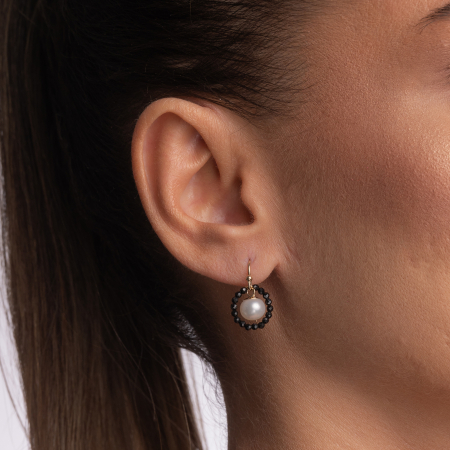 Cercei Gold filed 1/20 pietre semipretioase spinel perla de cultura 7  lungime 2.5 cm [1]