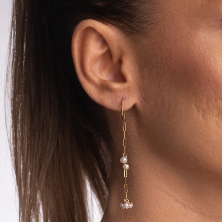 Cercei perle cultura 4 mm lant paperclip Gold filled 1/20 14K [2]