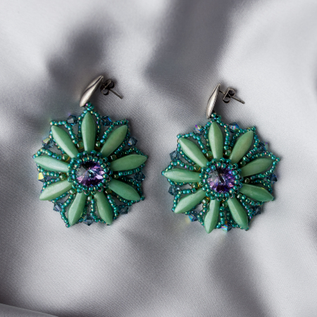 Earrings - Green rosette earrings