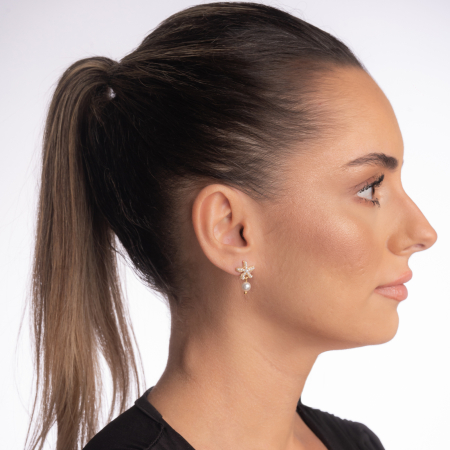 Cercei stea de mare cu margele albe tip perla [1]