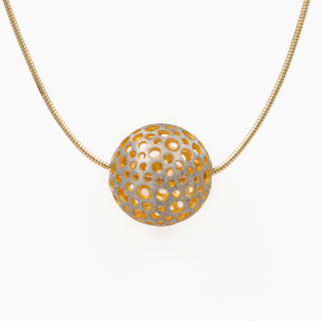 Colier argint aurit cu bila de 20 mm lungime 42 cm [1]