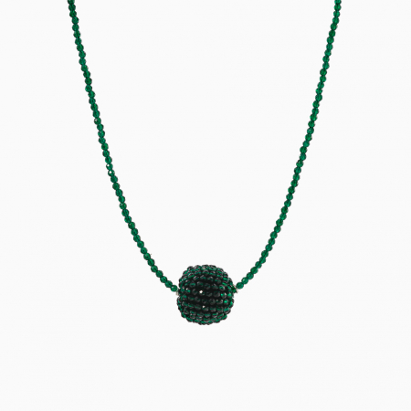 Colier argint cristale smarald microfatetat de 2 mm bila de 17 mm lungime 42 cm [0]