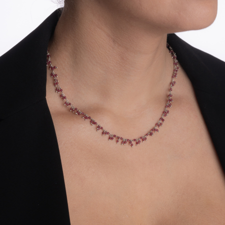 Colier argint cu rubin microfatetat de 2 mm [2]