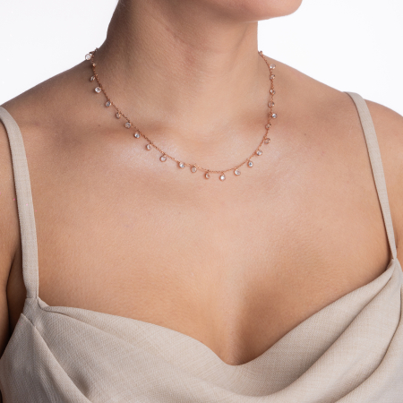 Colier argint din argint si accesorii din cristale albe cu dimetrul de 4,5 mm lungime 42 cm [2]