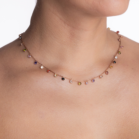 Colier argint din argint si accesorii din cristale multicolore cu dimetrul de 4,5 mm lungime 42 cm [2]