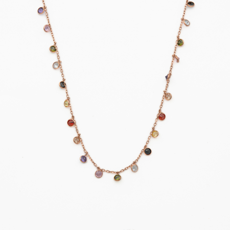 Coliere dama - Colier argint din argint si accesorii din cristale multicolore cu dimetrul de 4,5 mm lungime 42 cm