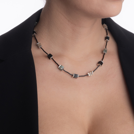 Colier argint din cubulete brodate din margele japoneze lungime 42 cm [2]