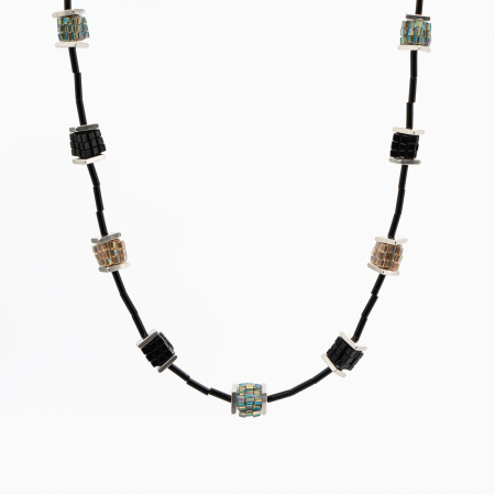 Coliere dama - Colier argint din cubulete brodate din margele japoneze lungime 42 cm