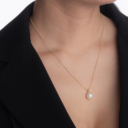 Colier argint din perle de cultura 8 mm de culoare alba lungime 44 cm [3]