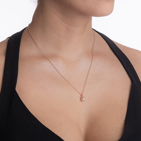 Colier argint din perle de cultura 8 mm de culoare rozalie lungime 44 cm [3]