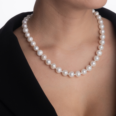 Silver necklace with 10 mm cultured pearls - length 46 cm [2]