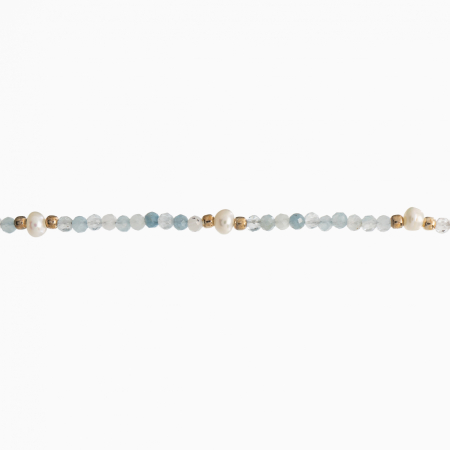 Colier argint pietre semipretioase acvamarin 2 mm si perlute de cultura lungime 42 cm [1]