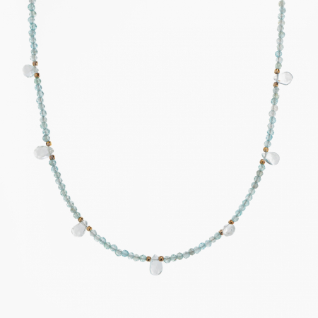 Coliere dama - Colier argint pietre semipretioase acvamarin microfatetat 2,5 mm briolete acvamarin lungime 42 cm