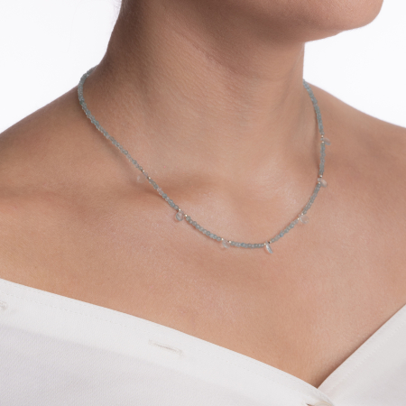 Colier argint pietre semipretioase acvamarin microfatetat 2,5 mm briolete acvamarin lungime 42 cm [2]