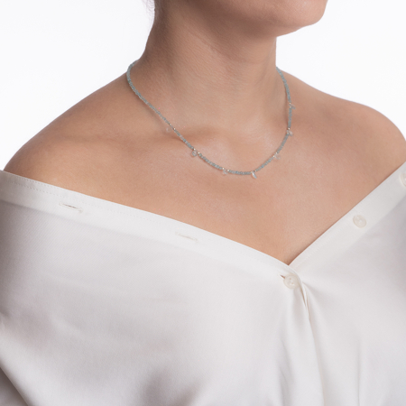 Colier argint pietre semipretioase acvamarin microfatetat 2,5 mm briolete acvamarin lungime 42 cm [3]