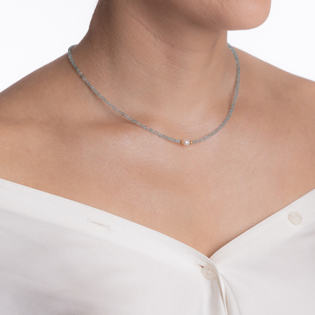 Colier argint pietre semipretioase acvamarin microfatetat 2 mm lungime 42 cm [4]