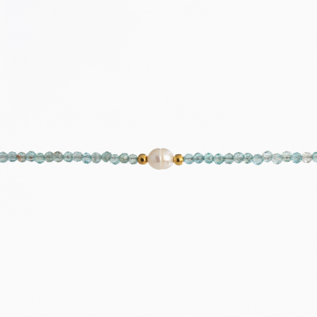 Colier argint pietre semipretioase acvamarin microfatetat 2 mm lungime 42 cm [1]
