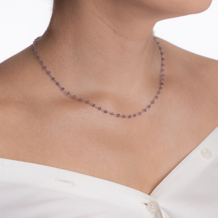 Silver necklace with micro-faceted amethyst 2.5 mm - length 42â€“45 cm [4]
