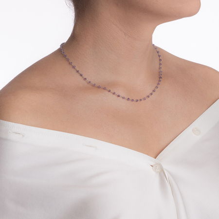Silver necklace with micro-faceted amethyst 2.5 mm - length 42â€“45 cm [3]