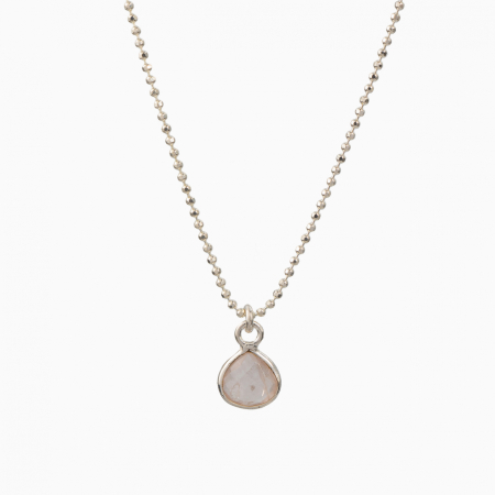 Colier argint pietre semipretioase cuart roz 7x7 mm [1]