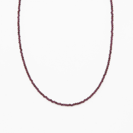 Necklaces and pendants - Silver necklace with micro-faceted garnet 2 mm - length 38 cm
