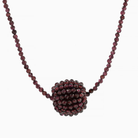 Colier argint pietre semipretioase granat microfatetat de 2,5 mm bila de 18 mm lungime 42 cm [1]