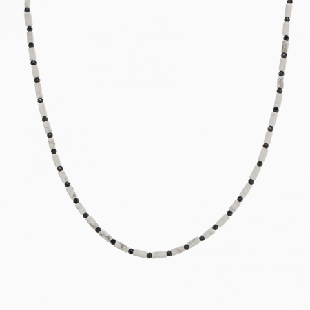 Coliere dama - Colier argint pietre semipretioase howlit si spinel negru 2 mm lungime 41 cm